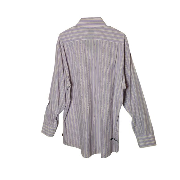 English Laundry Men's Shirt By Christopher Wicks Purple Stripped 17.5  34/35 - Picture 6 of 10